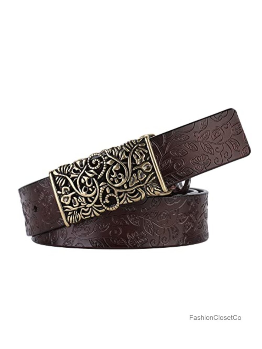 Genuine Leather Vintage Belt Adjustable Metal Buckle Women's Retro